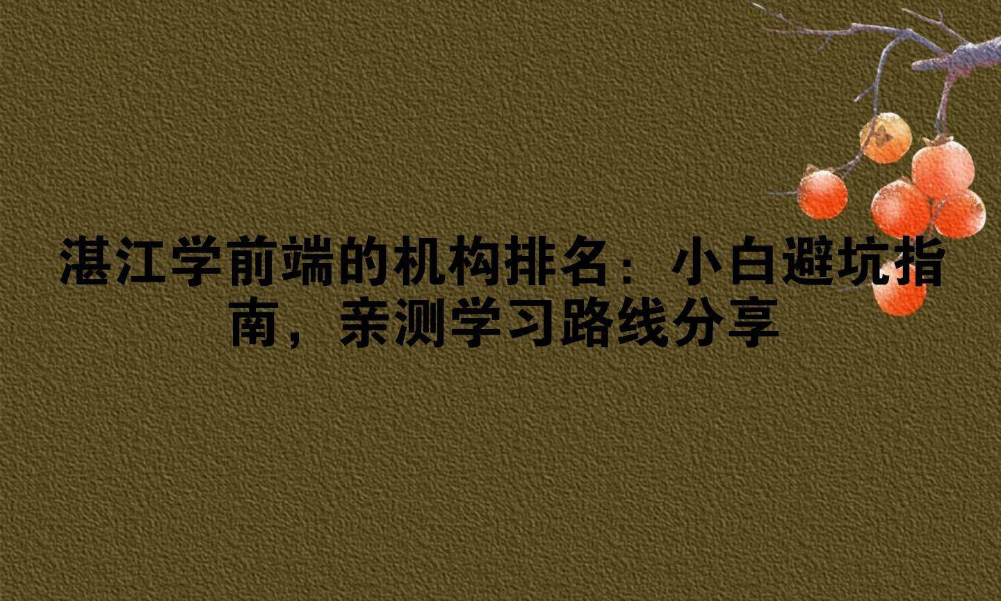 湛江学前端的机构排名：小白避坑指南，亲测学习路线分享